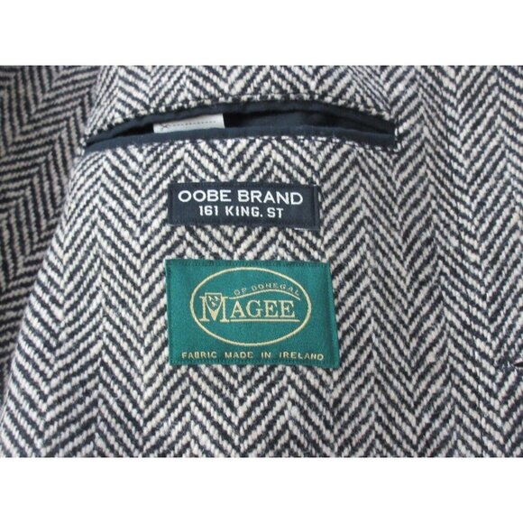 OOBE Brand Men's Wool Lowell Trench Top Coat Herringbone Brown Black Ink NWT - Picture 4 of 10